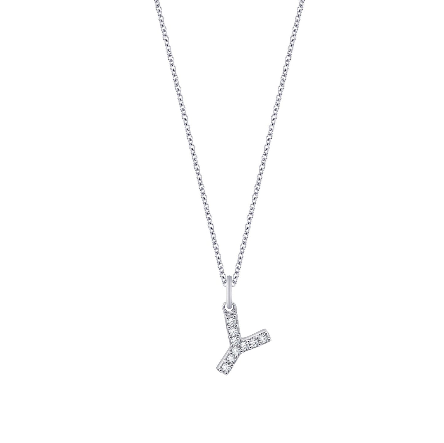 Pave Initial Pendant Necklace, 18" + 2" Extender