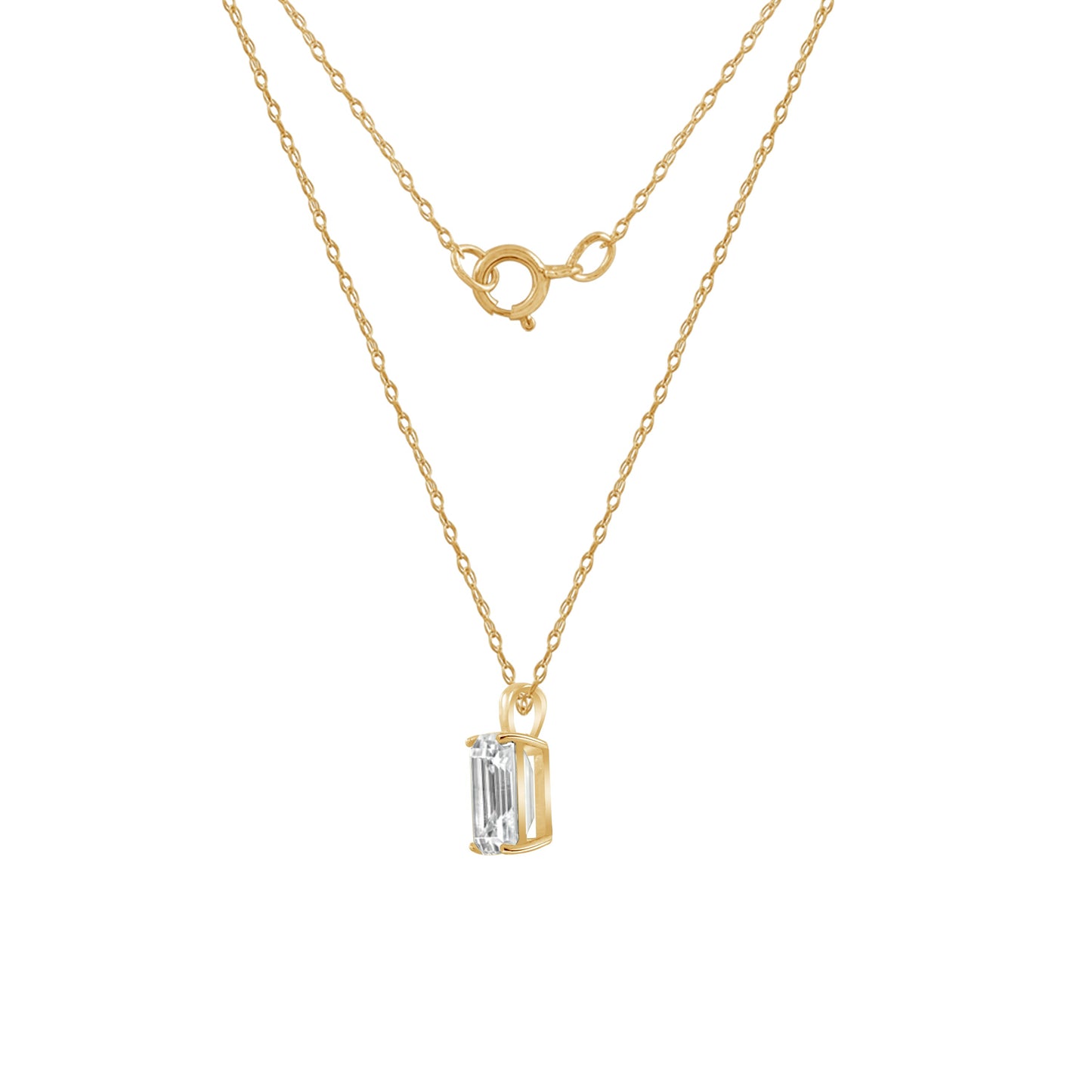 Choice Of Carat Solid Gold Emerald Cut Solitaire Necklace JEP26855