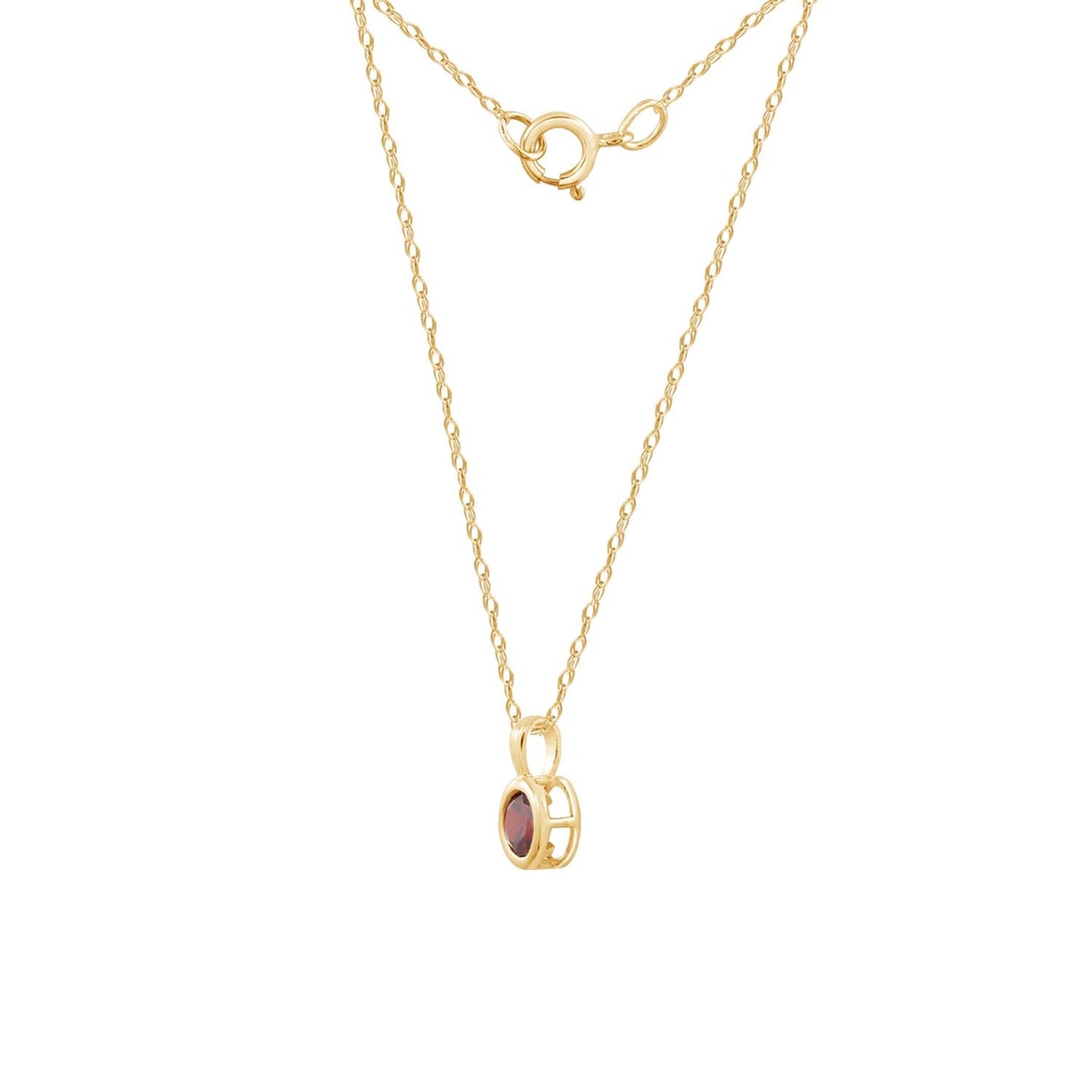 10K Solid Gold Bezel Birthstone Pendant Necklace JEP26866