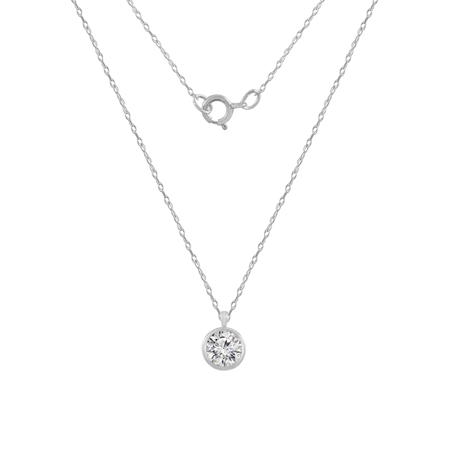 Choice of Carat Solid Gold Bezel Solitaire Pendant Necklace JEP26883