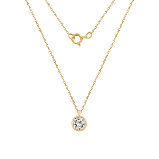 Choice of Carat Solid Gold Bezel Solitaire Pendant Necklace JEP26883