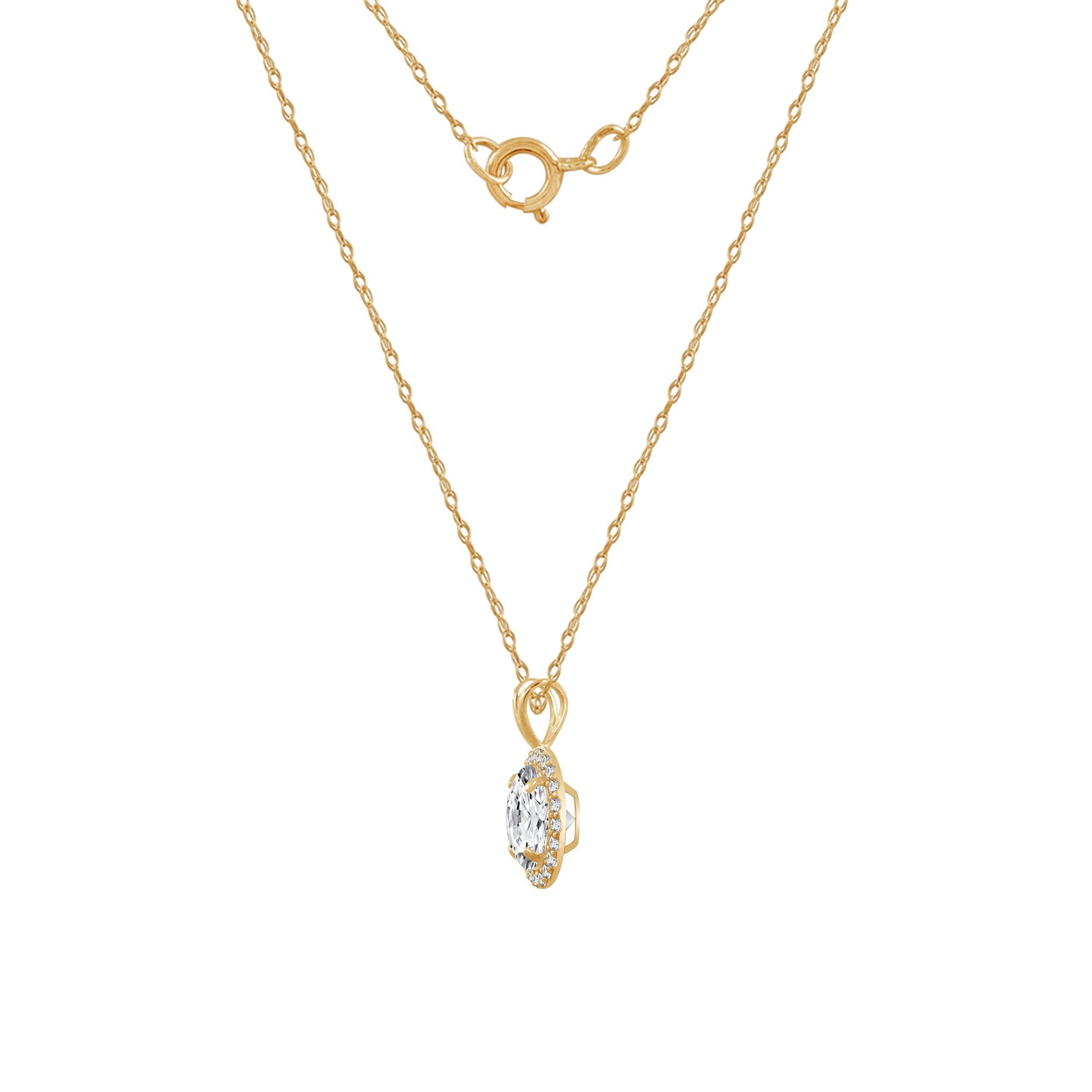Choice of Carat Solid Gold Halo Pendant Necklace JEP27224