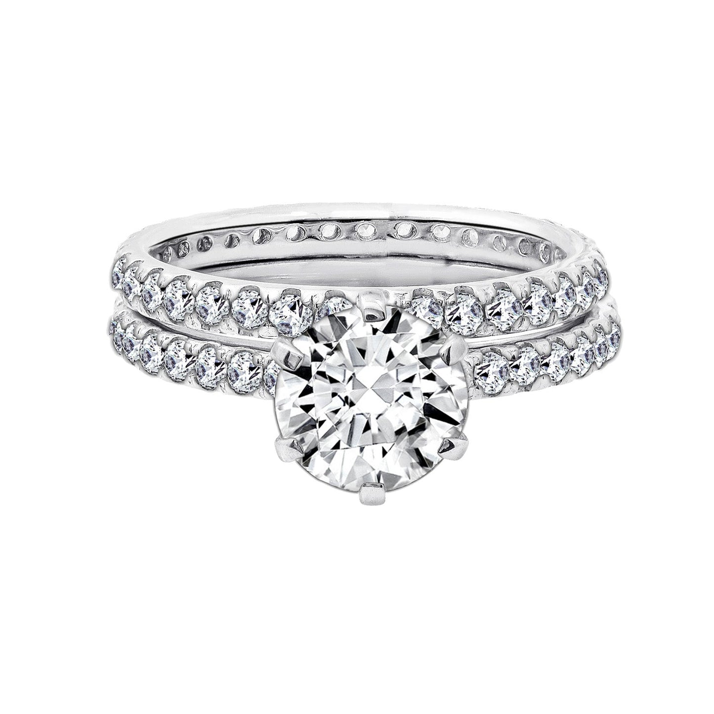 Eternity Round Cut Wedding Ring Set