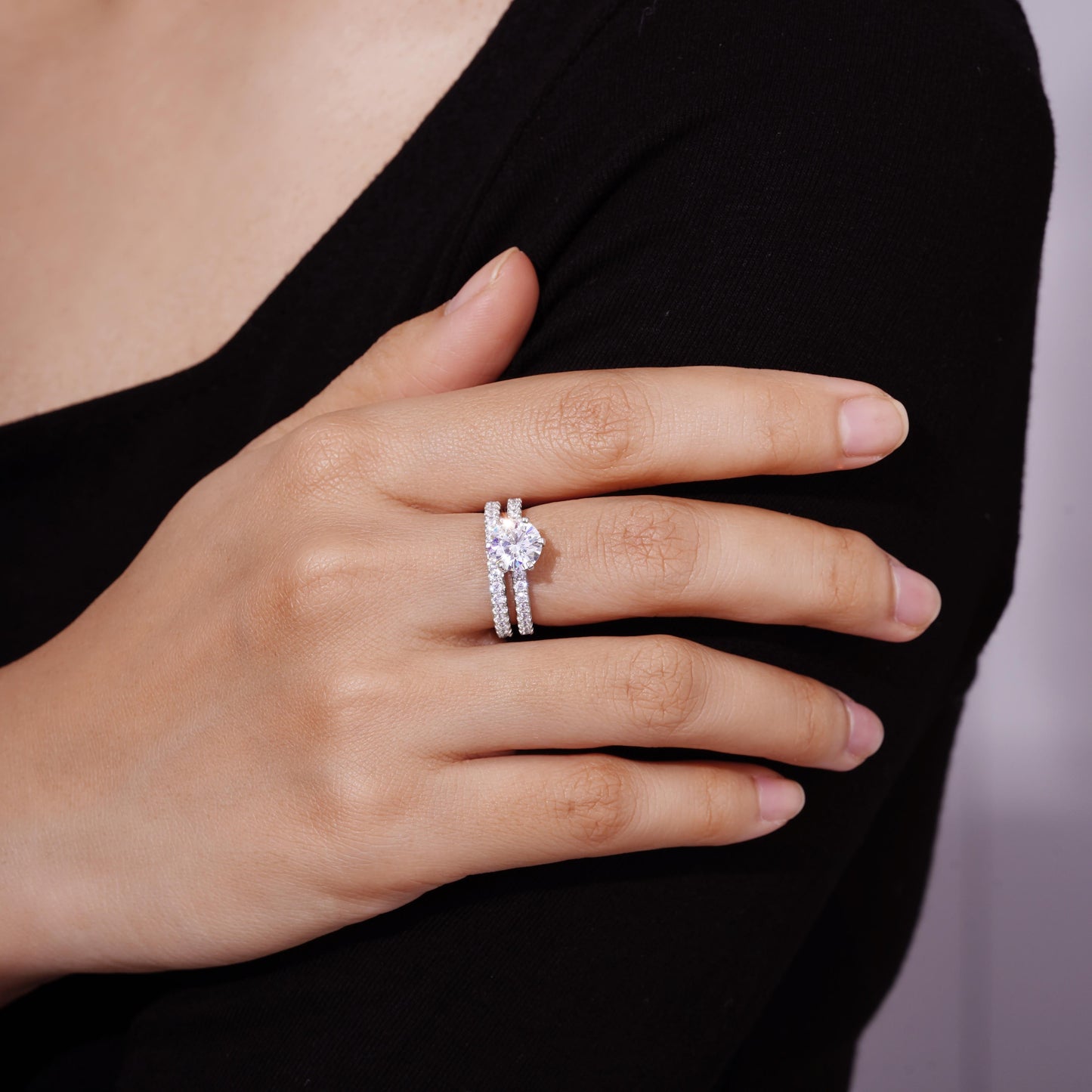 Eternity Round Cut Wedding Ring Set