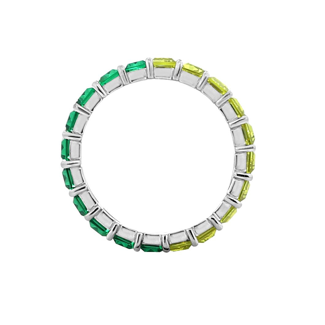 KIERA COUTURE Multicolored Princess Baguette Sterling Silver Band Ring - GEMOUR