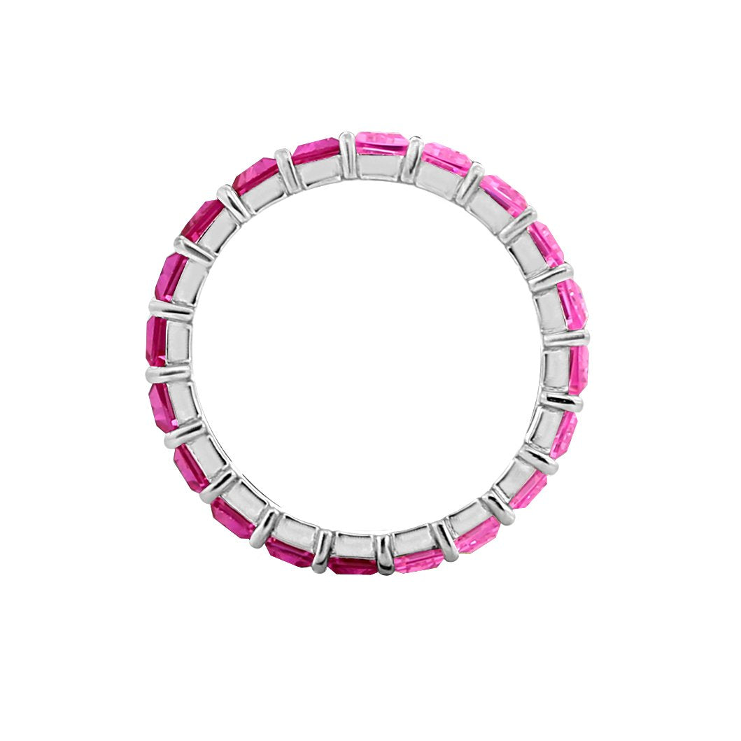 KIERA COUTURE Multicolored Princess Baguette Sterling Silver Band Ring - GEMOUR