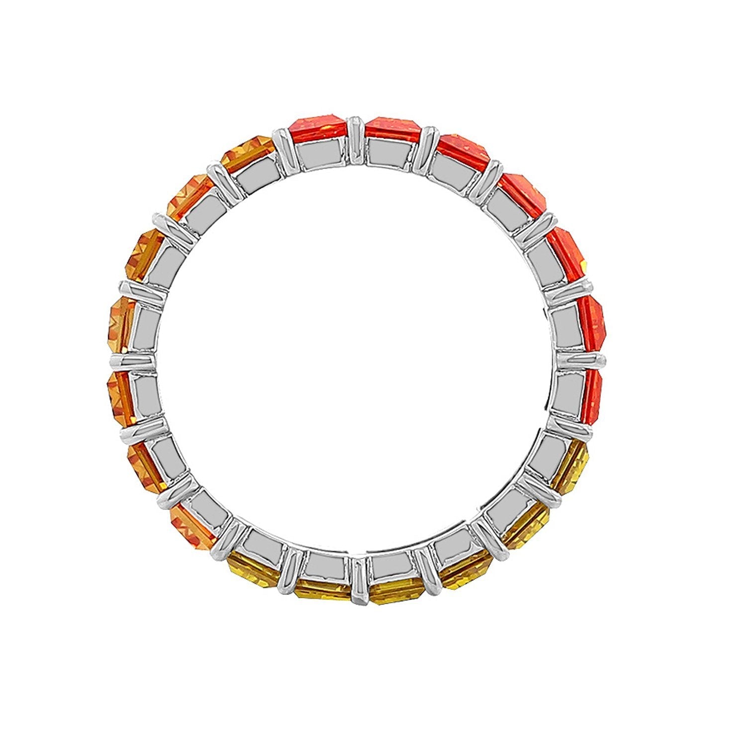 KIERA COUTURE Multicolored Princess Baguette Sterling Silver Band Ring - GEMOUR