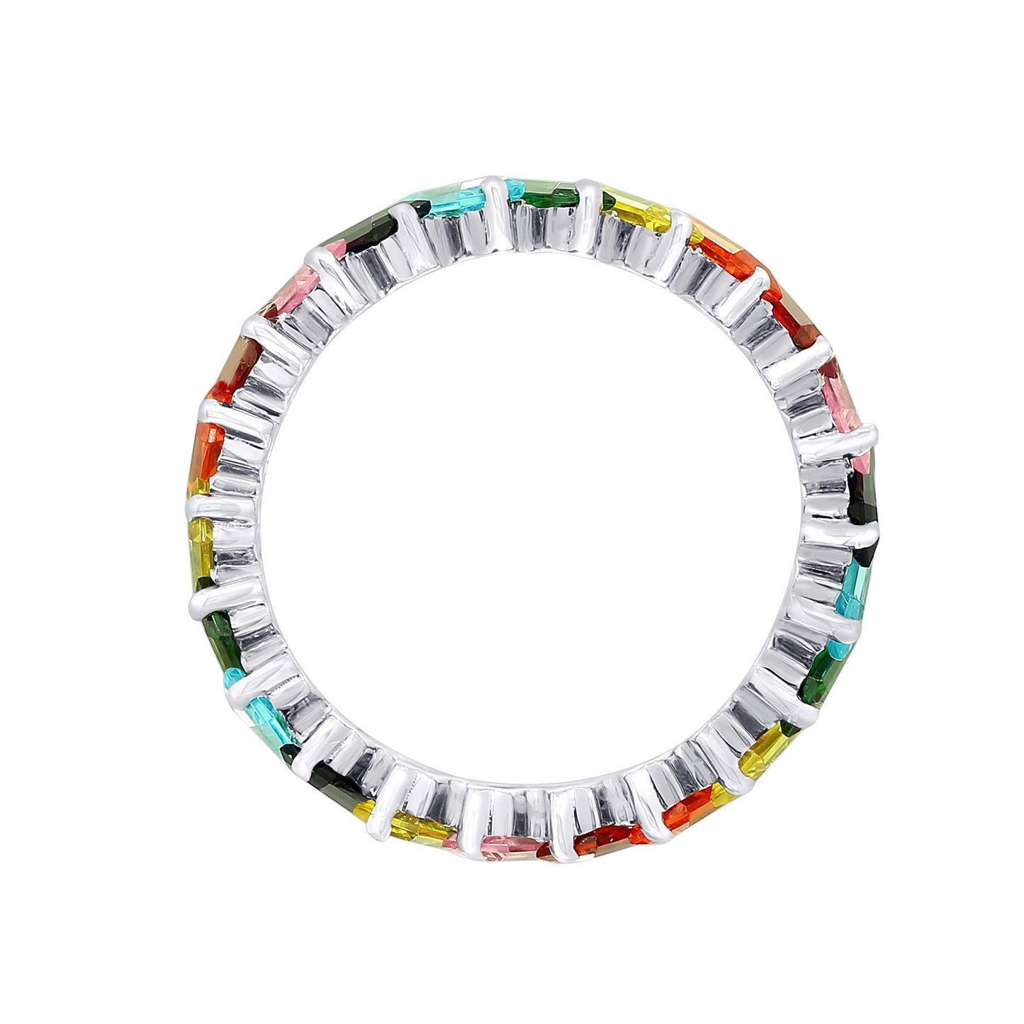 KIERA NEW YORK Platinum Clad Sterling Silver 5.28 cttw Baguette Cut Cubic Zirconia Ring