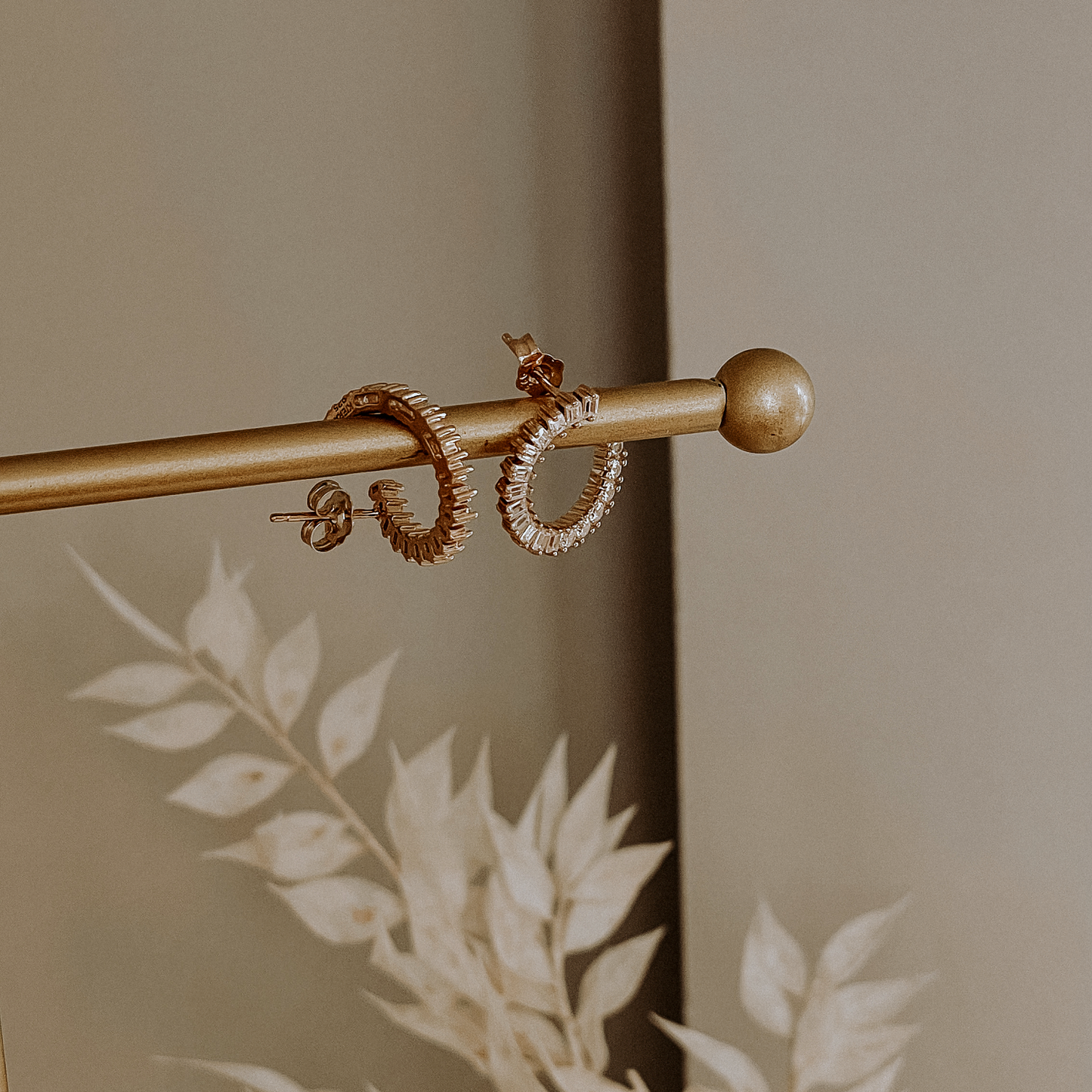 Baguette-Round Flat Hoop Earrings