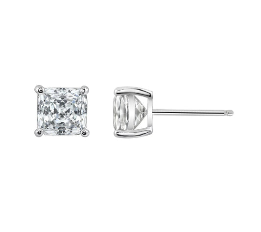 3.00 cttw Square Cut 4 Prongs Stud Earrings