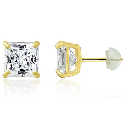 Solid Gold 1.4cttw Square Stud Earrings