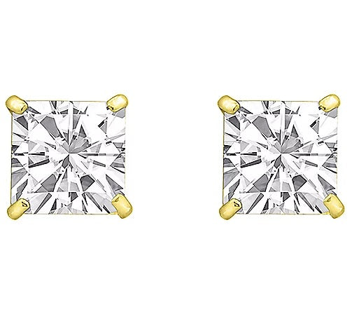 Solid Gold 2.00 cttw Princess-Cut Stud Earrings