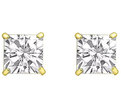 Solid Gold 2.00 cttw Princess-Cut Stud Earrings