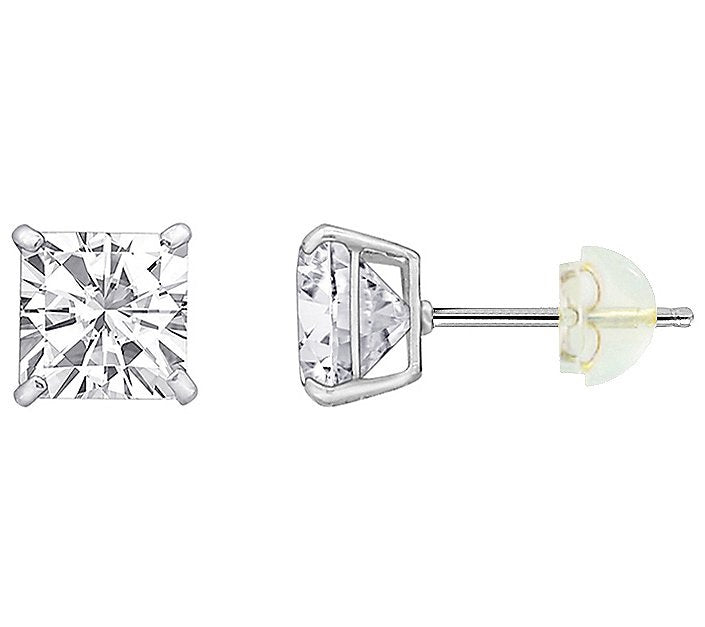 Solid Gold 2.00 cttw Princess-Cut Stud Earrings