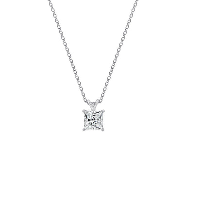 Princess Solitaire Pendant Necklace