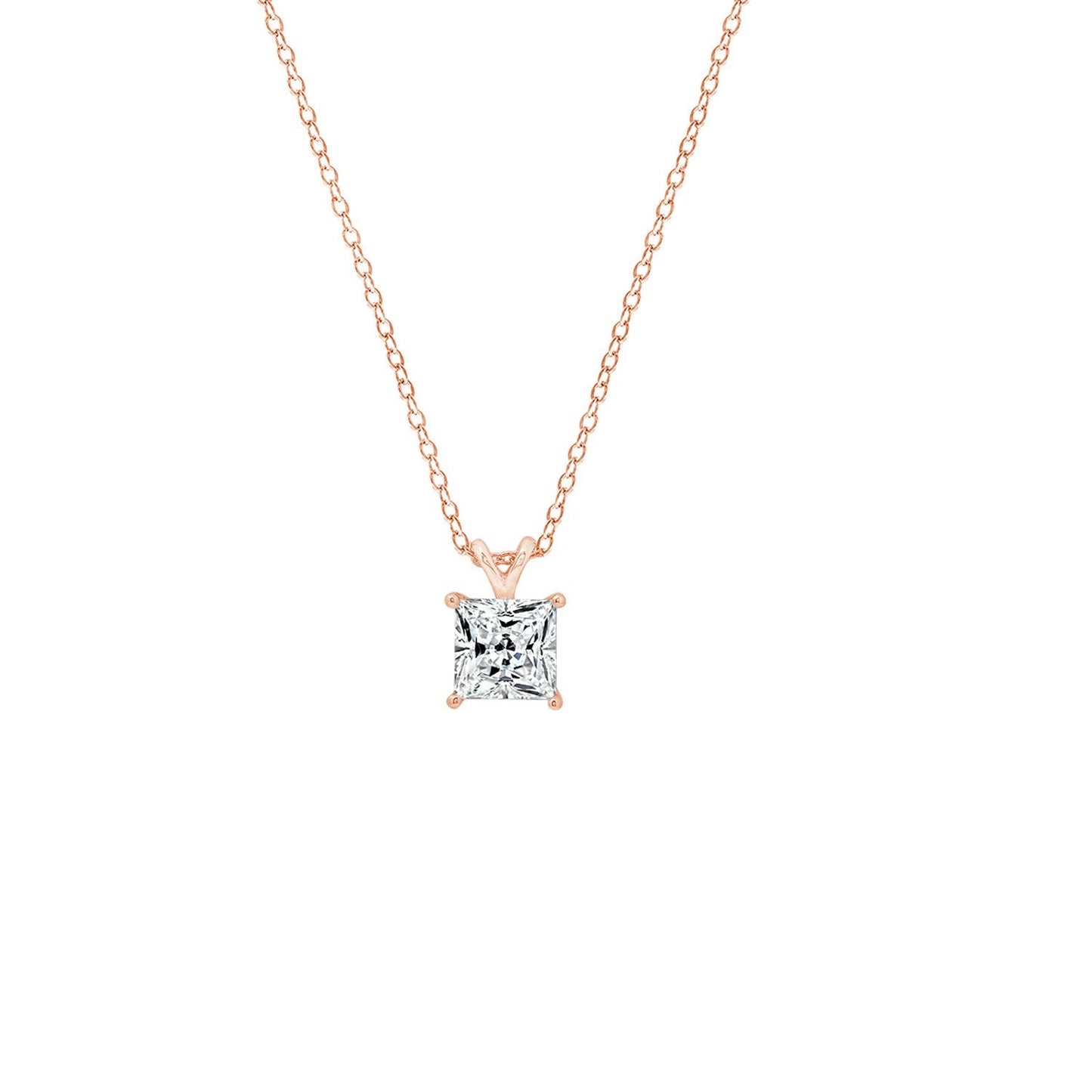 Princess Solitaire Pendant Necklace