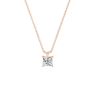 Princess Solitaire Pendant Necklace