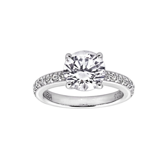 2.25 cttw Round Cut Pave Shank Solitaire Ring