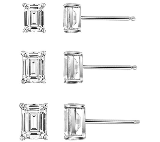 1.75 cttw Emerald Cut Solitaire Earrings, Set of 3