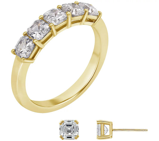 Asscher-Cut Band Ring & Earrings Set