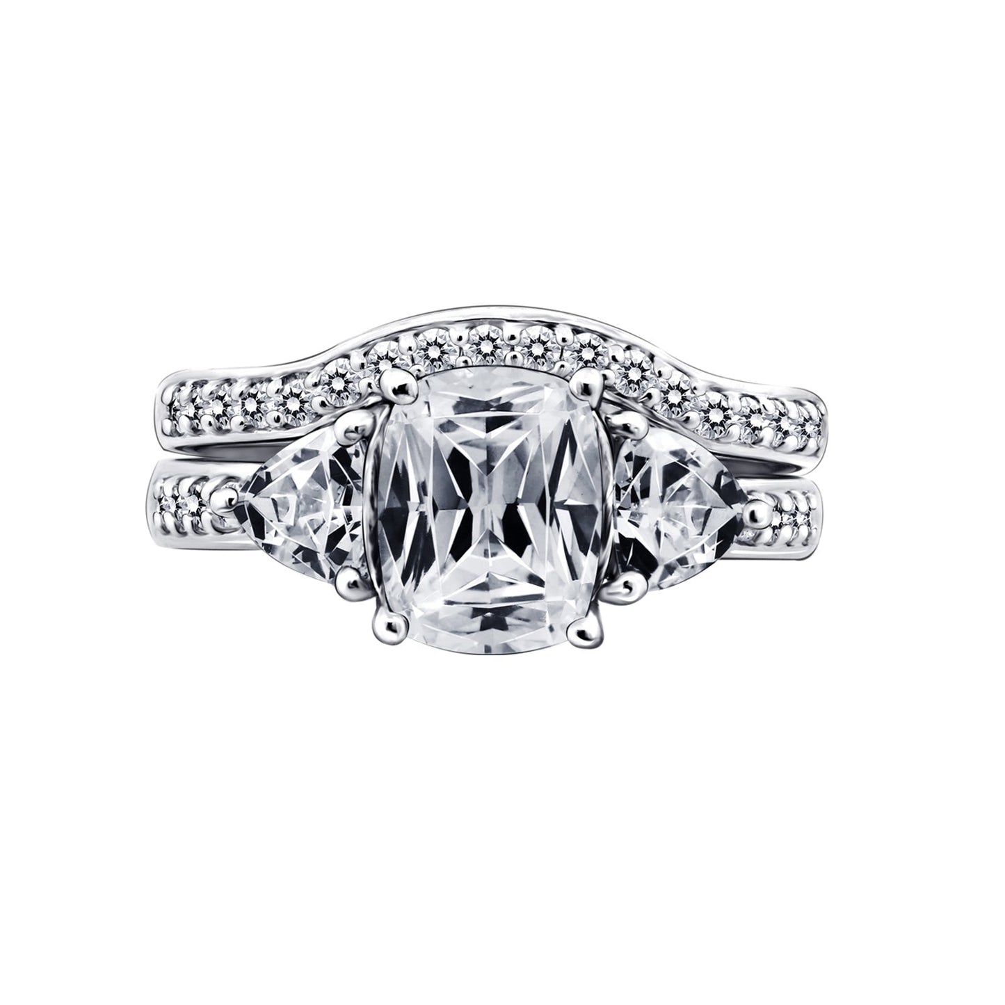 Cushion Emerald Cut Bridal Ring Set R2753501