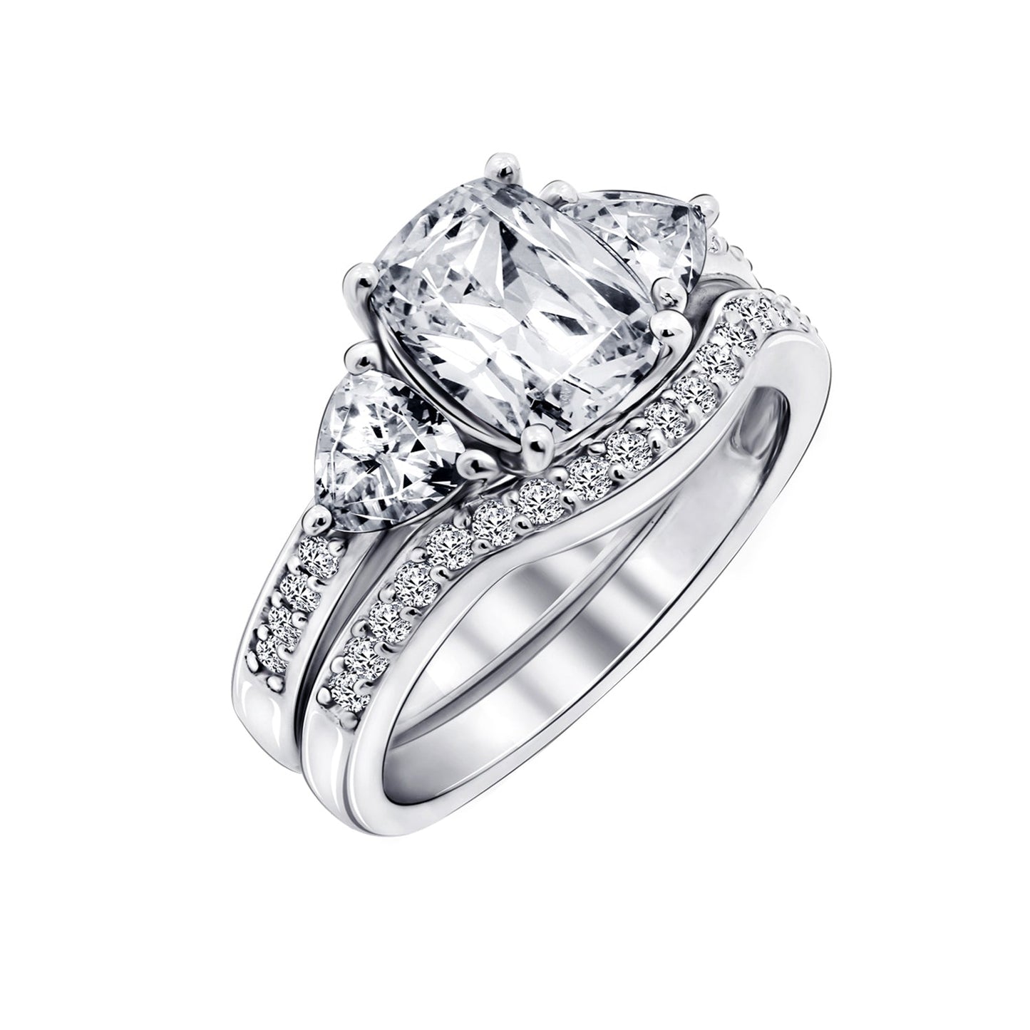 Cushion Emerald Cut Bridal Ring Set R2753501