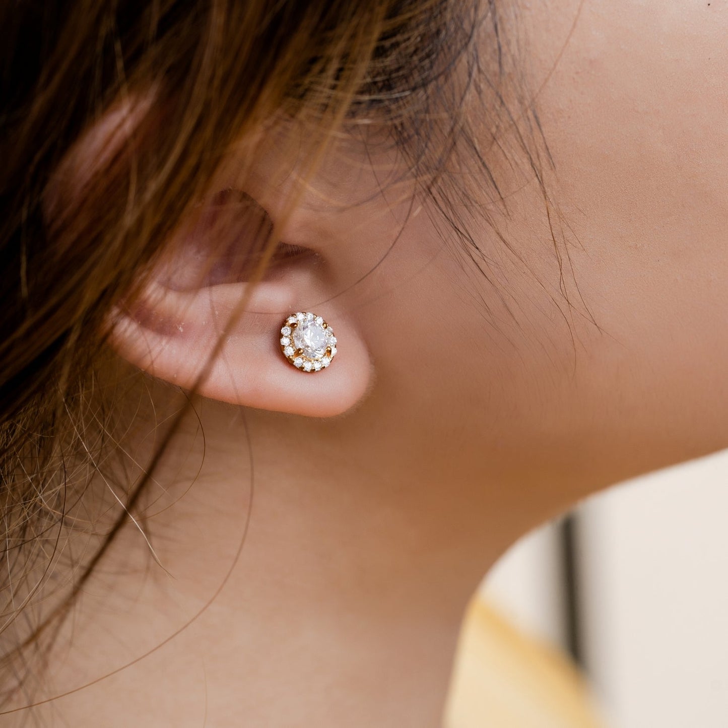 Round Halo Stud Earrings JEE09557 JEE09781 JEE09783