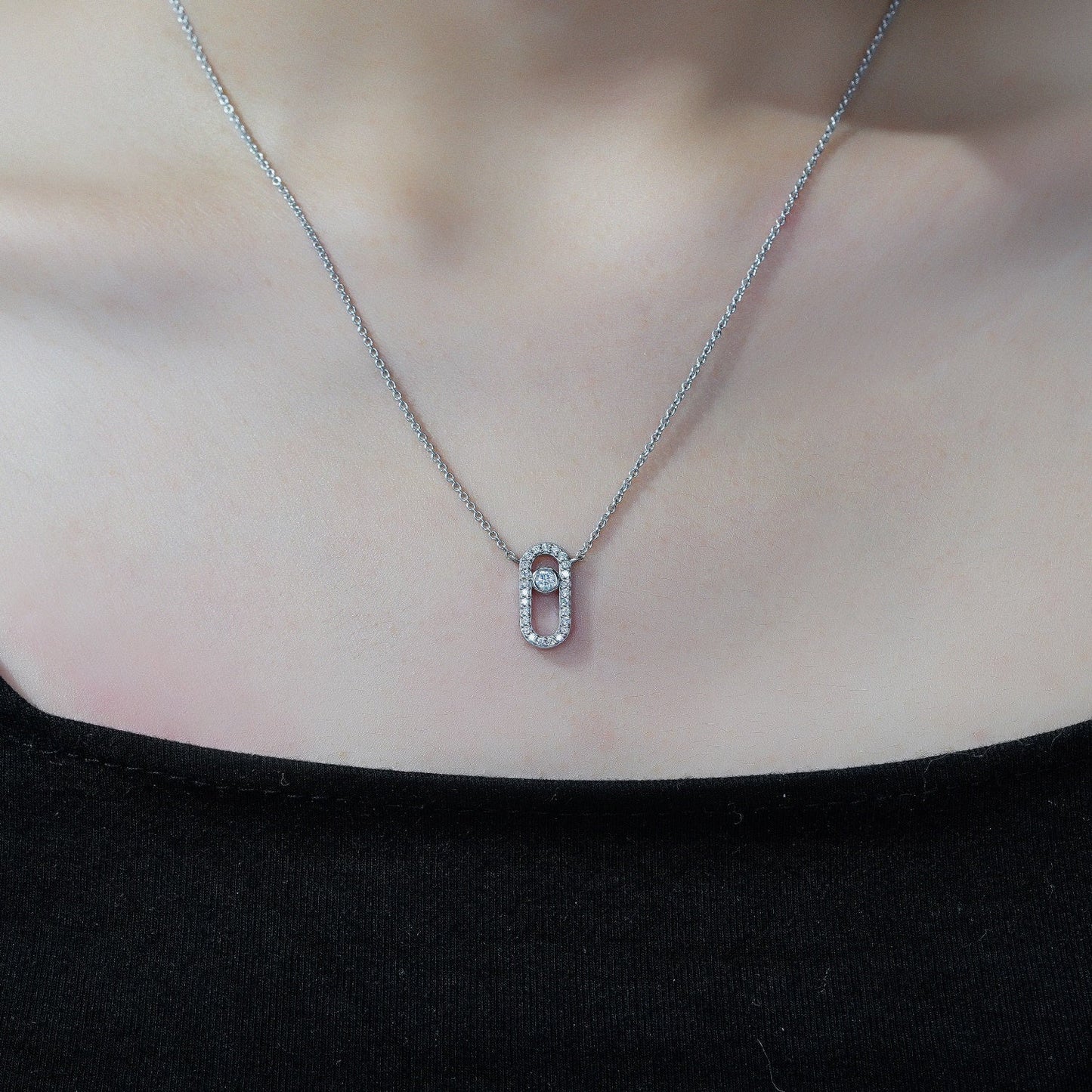 Pave Clip Pendant Necklace