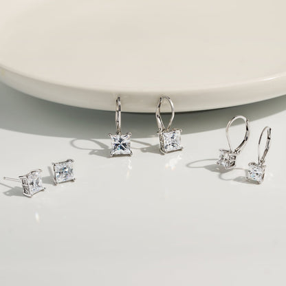 Princess Solitaire Earrings with Leverback JEE17611