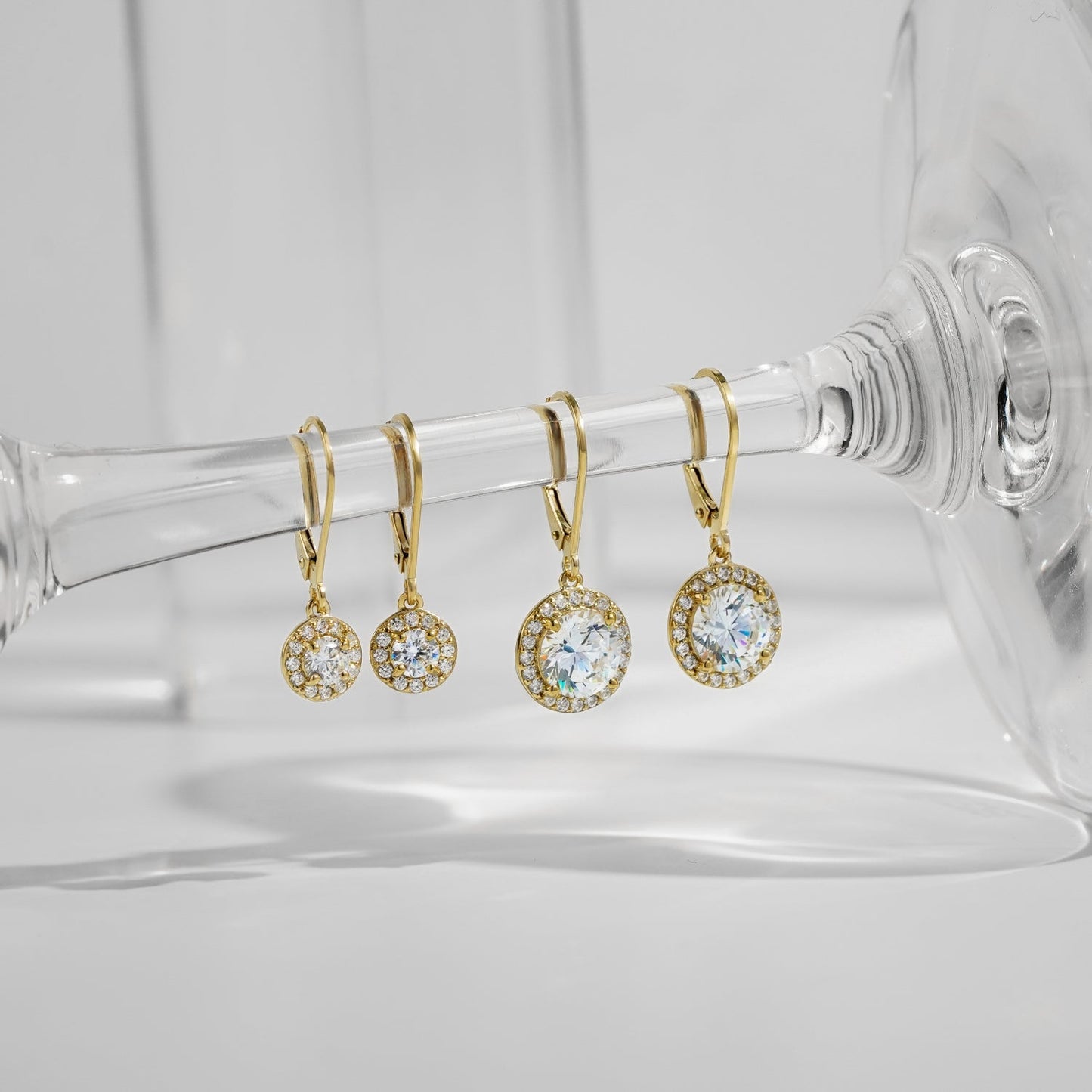 Round Halo Leverback Earrings JEE09833 JEE09834 JEE09822