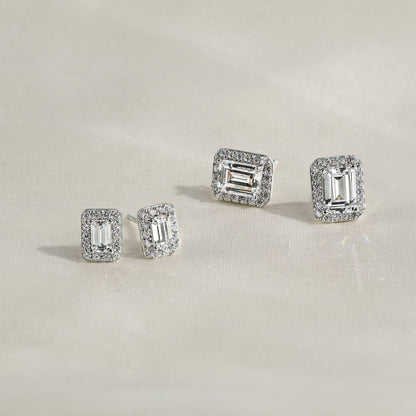 Emerald Cut Halo Stud Earrings JEE09558 JEE09825 JEE09785