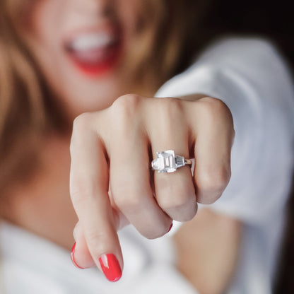 Glamour "Lisa" Emerald Cut Cocktail Ring