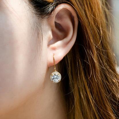 Round Halo Leverback Earrings JEE09833 JEE09834 JEE09822