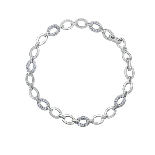 Alternating Pave-Linked Chain Bracelet JEB14165 JEB14165