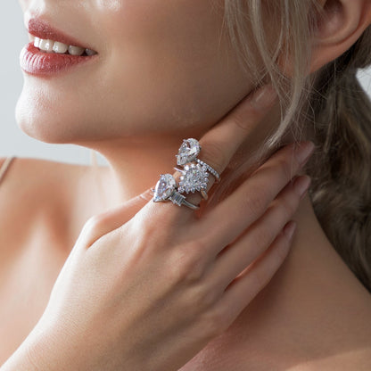 Pear CZ Halo Ring JER23365