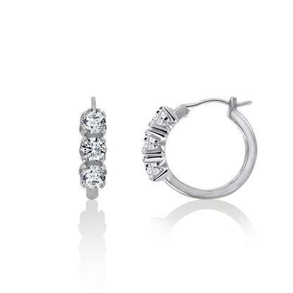 3-Stone Hoop Earrings