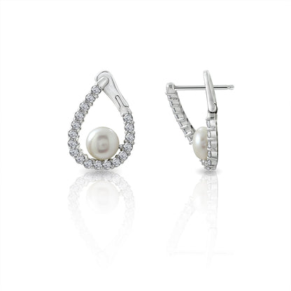 Pearl Omega Hoop Earrings JEE01719