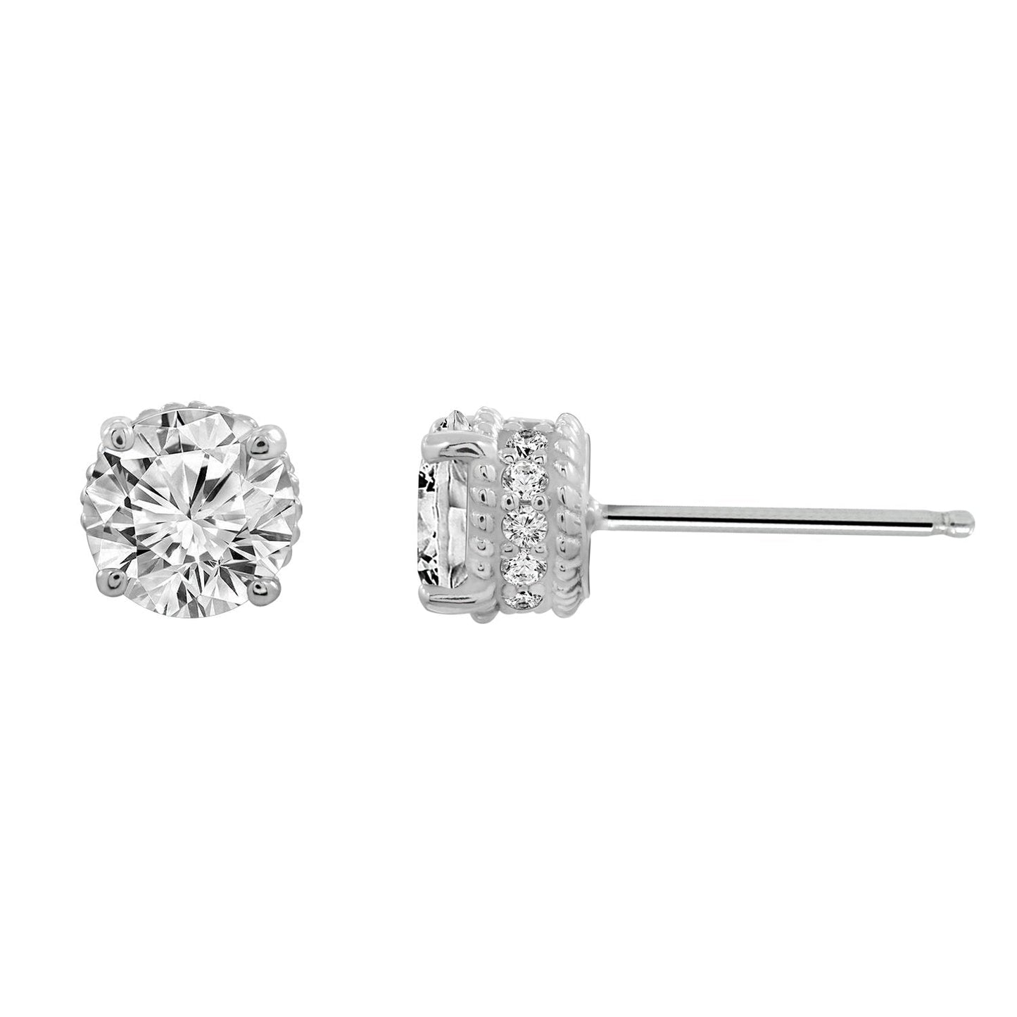 Solitaire Round Cut Stud Earrings With Fancy Gallery