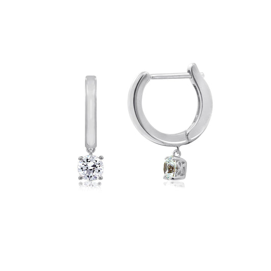 Solitaire Basket Dangle Hoop Earrings JEE22498