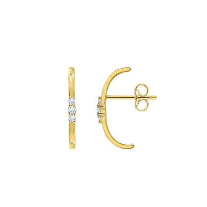 Triple Stone Curved Bar Stud Earrings JEE21639