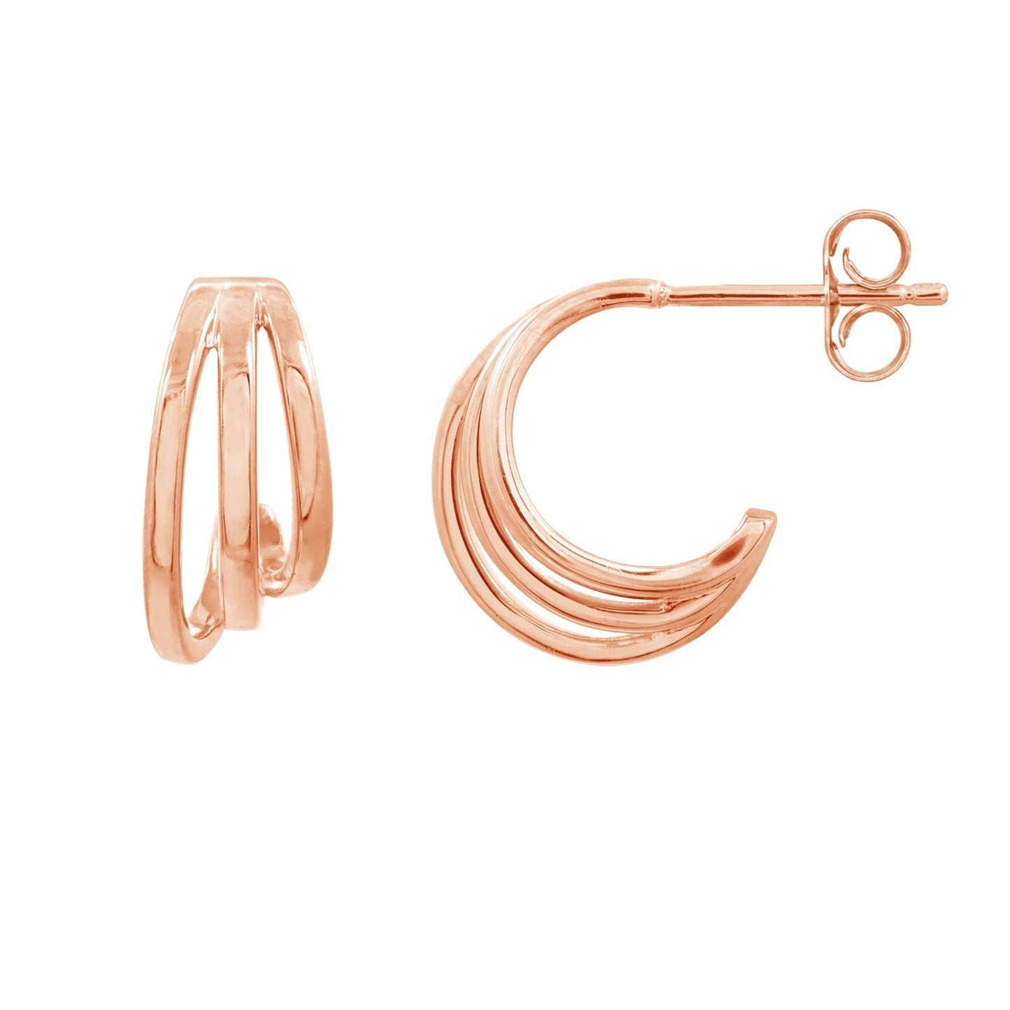 Plain Trio Duo Mini Open Hoop Earrings JEE22236