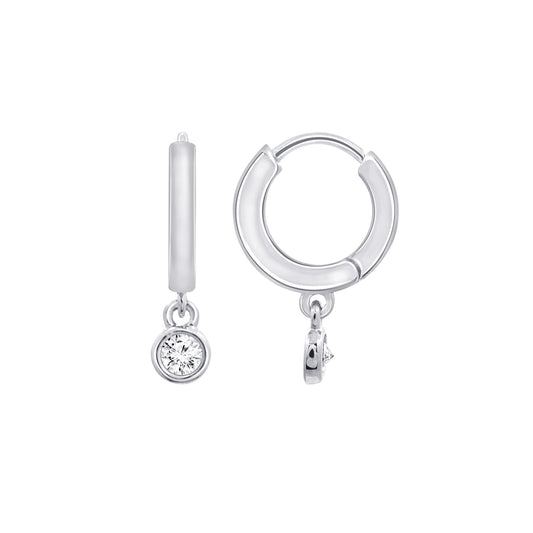 Bezel Dangle Hoop Earrings JEE22260