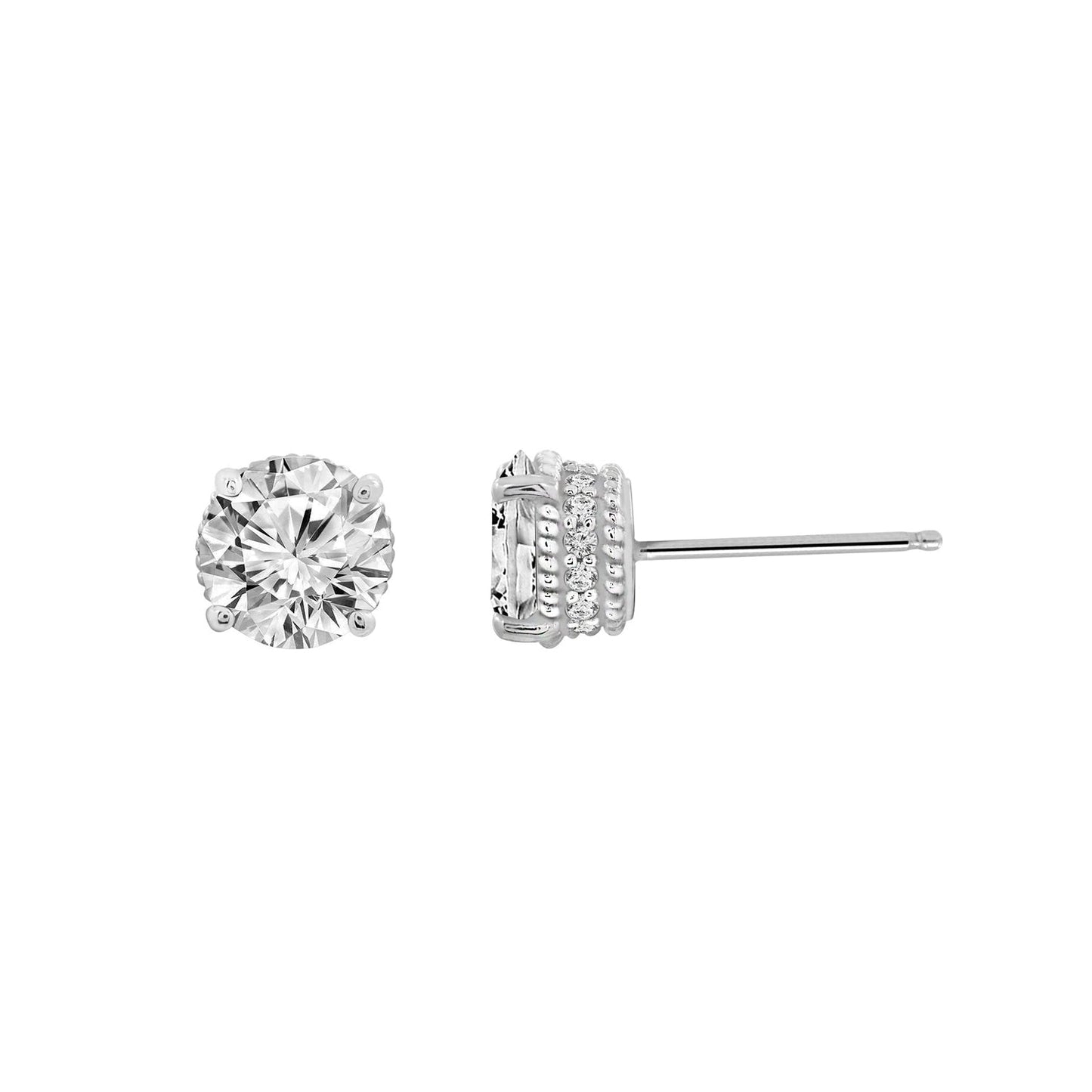 Solitaire Round Cut Stud Earrings With Fancy Gallery