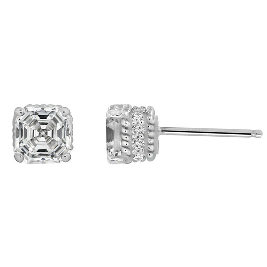 Solitaire Asscher Cut Stud Earrings With Fancy Gallery