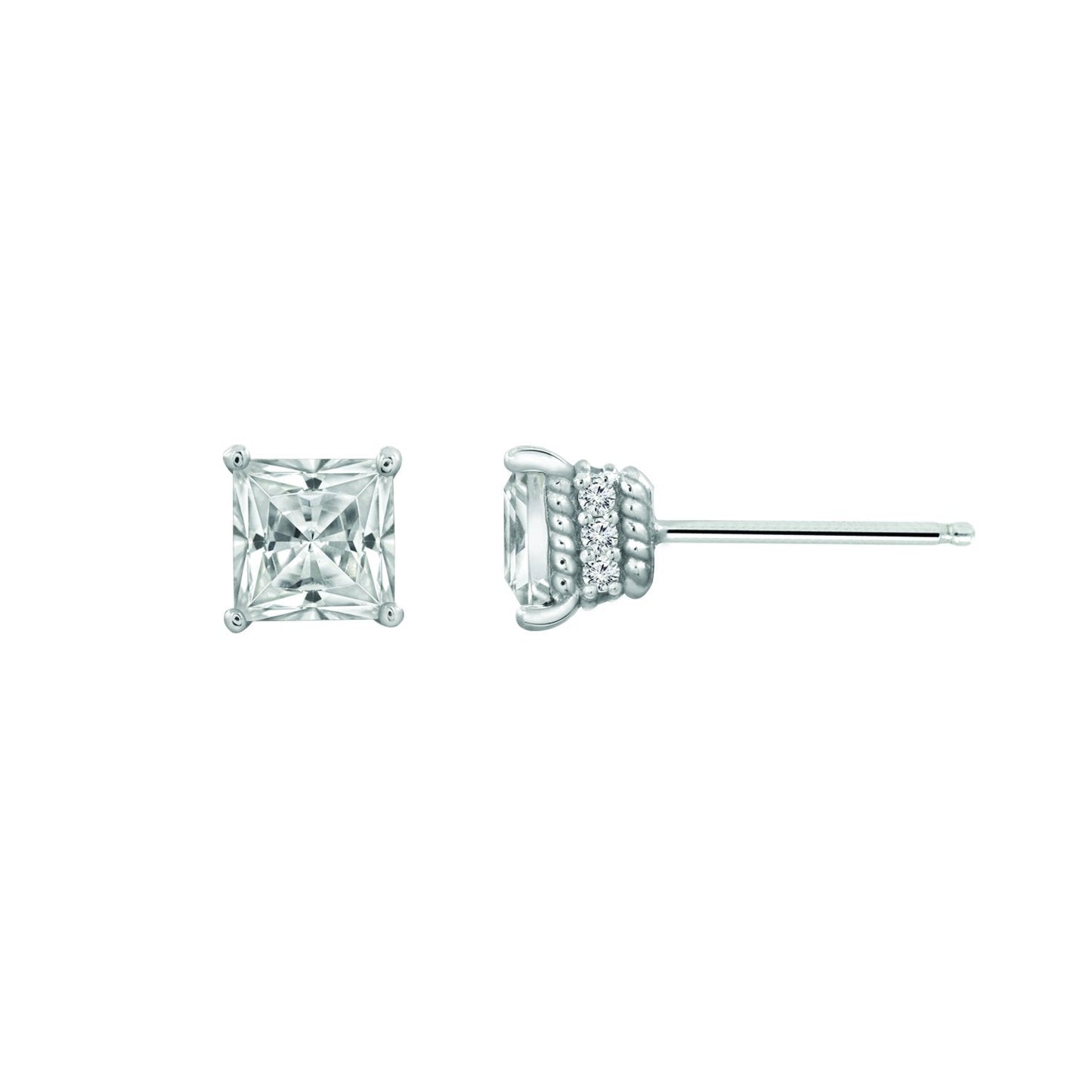 Solitaire Princess Cut Stud Earrings With Fancy Gallery