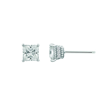 Solitaire Princess Cut Stud Earrings With Fancy Gallery