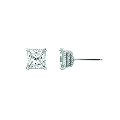 Solitaire Princess Cut Stud Earrings With Fancy Gallery