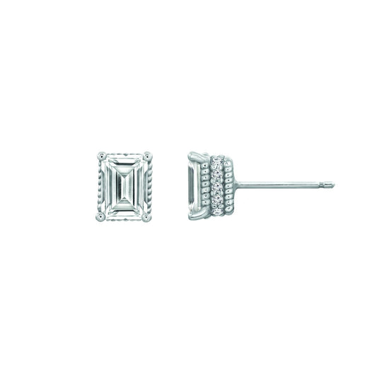 Solitaire Emerald Cut Stud Earrings With Fancy Gallery