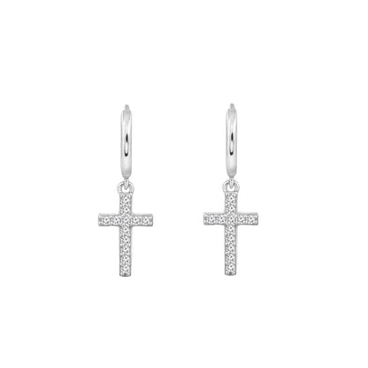 Dangle Cross Hoop Earrings JEE23198