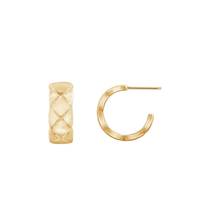 Crisscross Pattern Hoop Stud Earrings